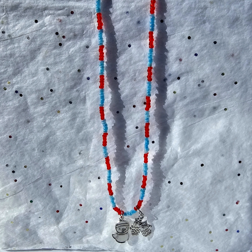 Christmas beaded necklace w/charm
